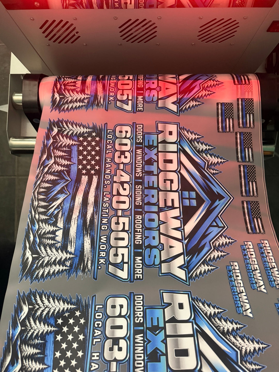 Printed business logos on gang sheet